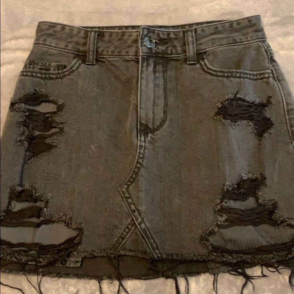 hollister black denim skirt